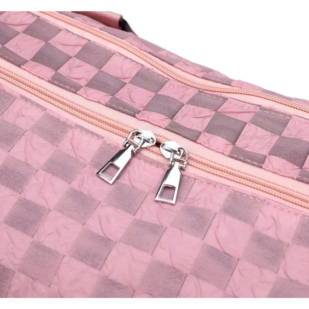 Textured Checkered Travel Duffel Weekender Pink - Picture 3 of 9